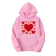 Romantic Pink Red Heart Cluster Print Hoodie